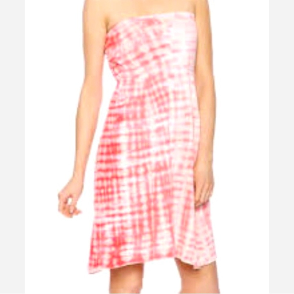*5 for $25!* Lagaci Tie Dye Strapless Dress Beach Summer Cover Pink White Hippie